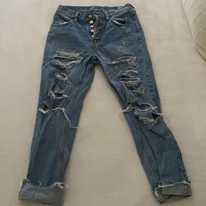 Free People High Rise Ripped Jeans